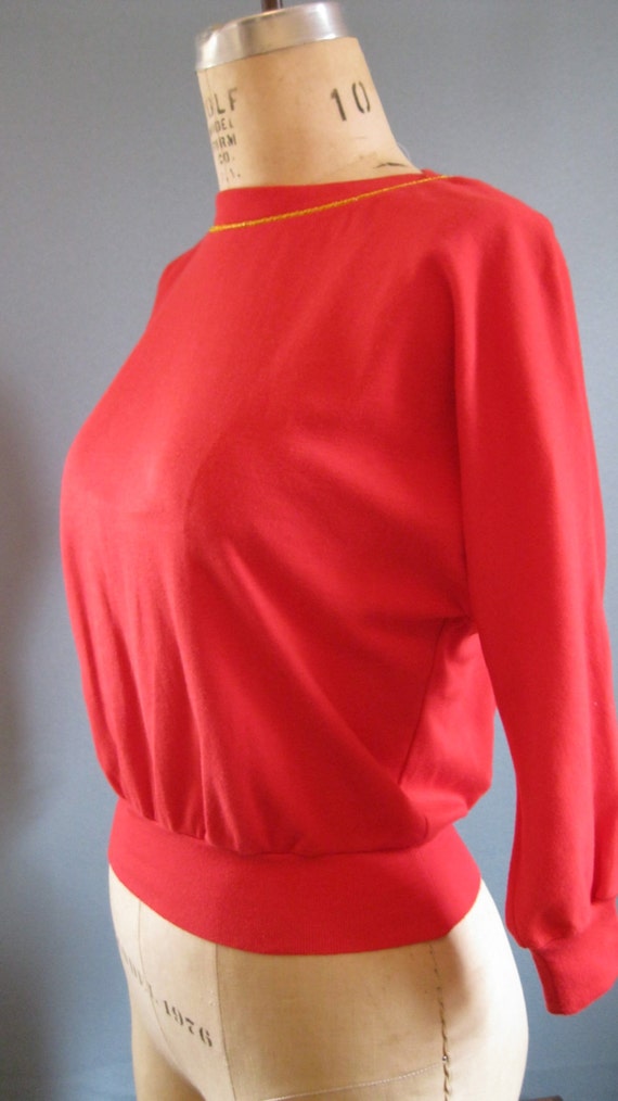 Retro Cotton Top / Dolman Sleeves Vintage Top / R… - image 4