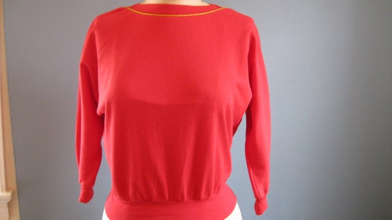 Retro Cotton Top / Dolman Sleeves Vintage Top / R… - image 1