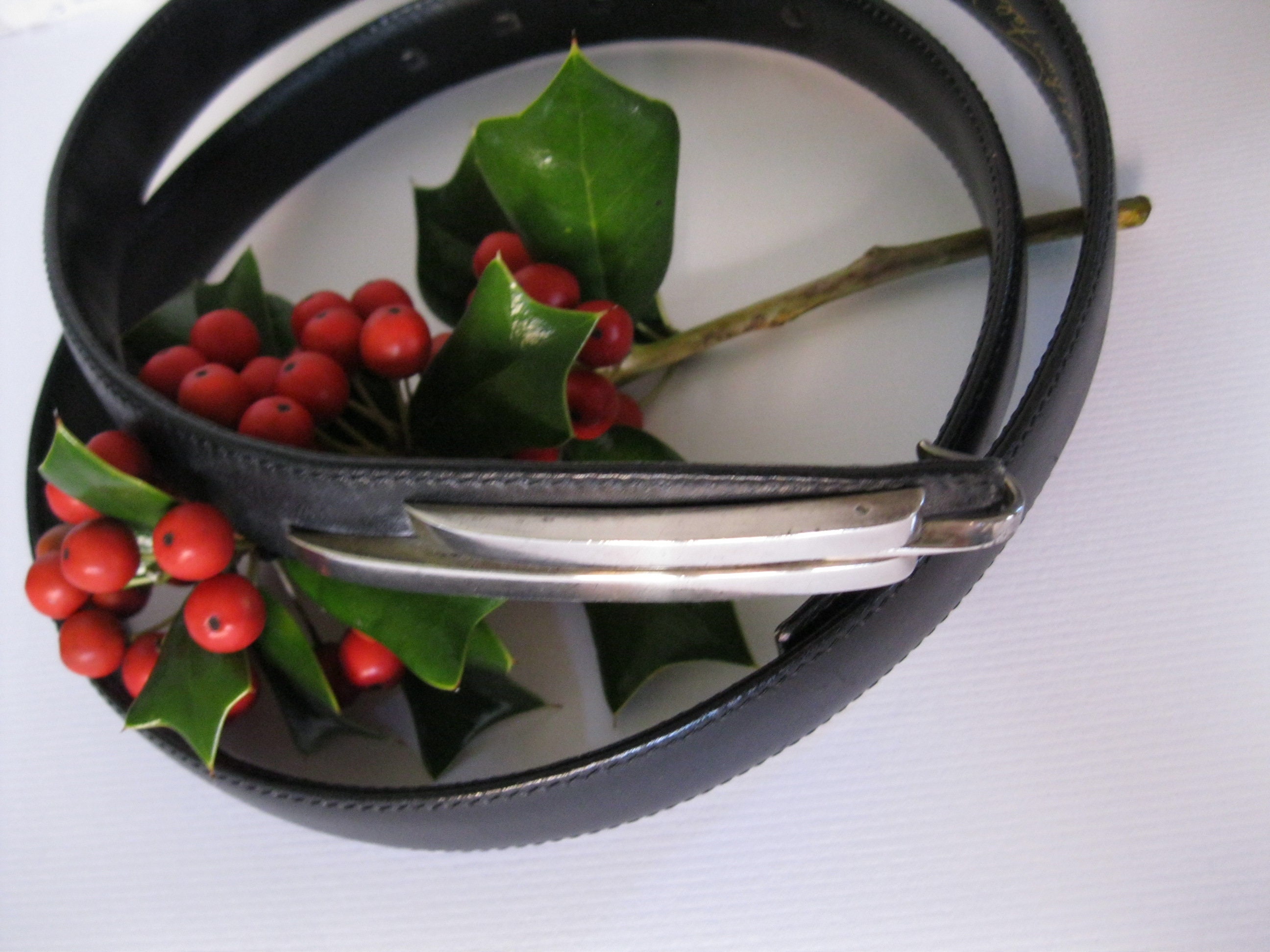 Black Leather Belt by Jeweler Matthew Feldman / Handmade 