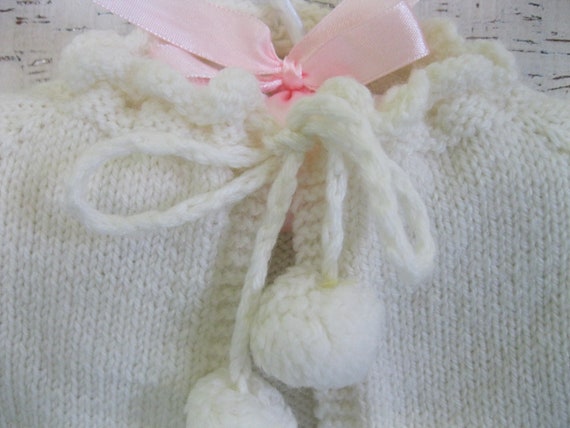 Vintage Baby Sweater / Handmade Infant Off-White … - image 2