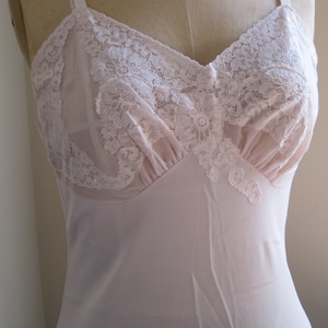 Pink Petticoat / Chemise / Nylon Vintage Slip / Pink Lace image 1