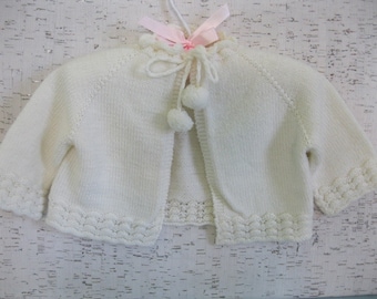 Vintage Baby Sweater / Handmade Infant Off-White Sweater