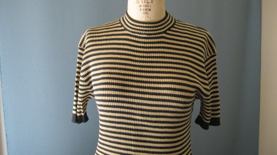 Adrienne Vittadini Knit Top / Brown and Beige Desi