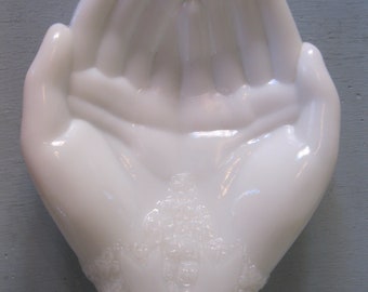 Avon Made in Mexico Milk Glass Hands