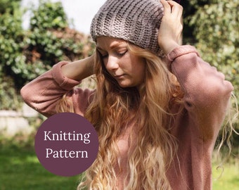 Basic Bobble Hat: KNITTING PATTERN, Super Chunky Knit Pattern, Moloneymakes