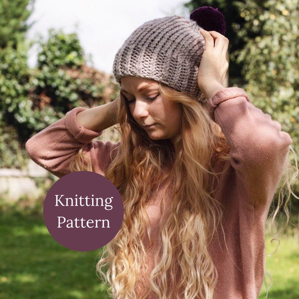 Basic Bobble Hat: KNITTING PATTERN, Super Chunky Knit Pattern, Moloneymakes