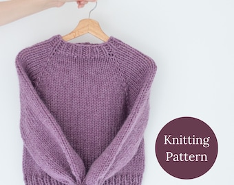 Super Chunky Jumper Knitting Pattern: Top-Down Raglan Sleeve (PDF)