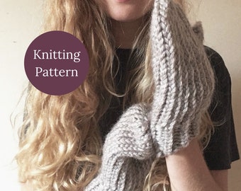 2 in 1 Simple Mittens/Wristwarmers: KNITTING PATTERN, Super Chunky Knit Pattern, Moloneymakes