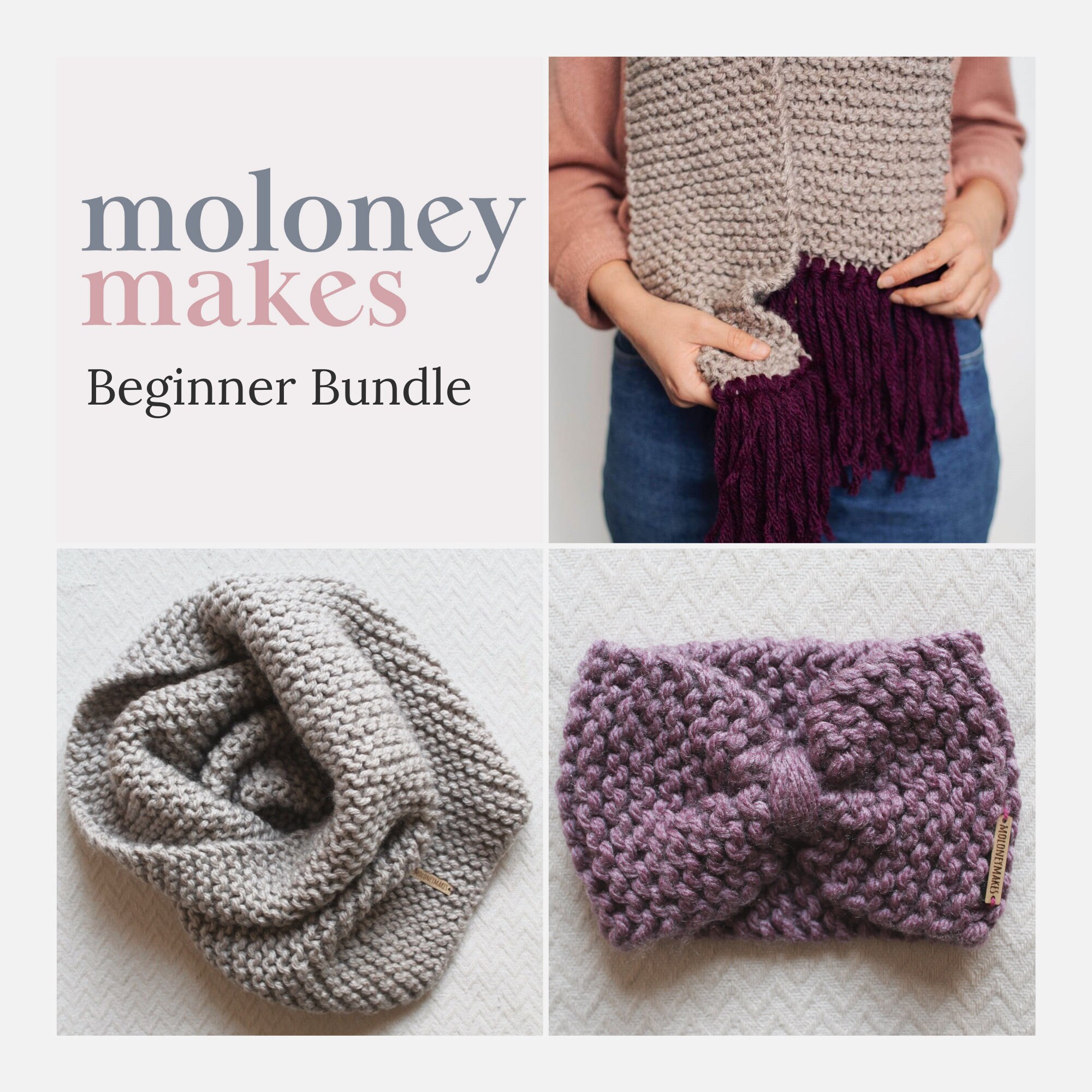 Knitting for Beginners': PATTERN BUNDLE Moloneymakes - Etsy