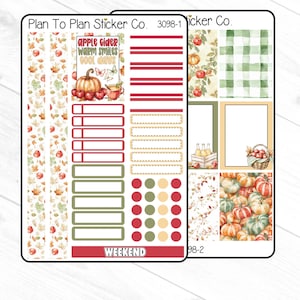 3098~~ Fall Apples 6 PG. Weekly Kit Planner Stickers.