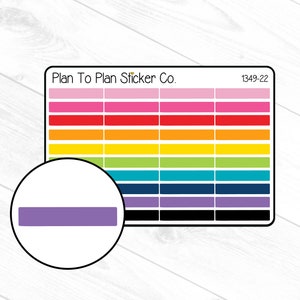 May include: A sticker sheet featuring a rainbow of colours, including pink, red, orange, yellow, green, blue, purple, and black. The sheet is labelled "Plan To Plan Sticker Co." and "1349-22".