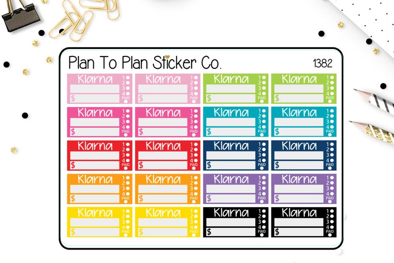 1382~~Klarna Payment Trackers Planner Stickers. 