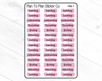 4166-1~~Days of the Week (Light Pink) Planner Stickers.