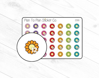2590~~Flower  Date Covers Planner Stickers.