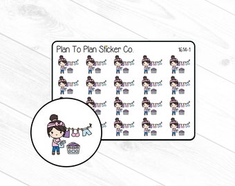 1614~~Laundry Day Girl Planner Stickers.