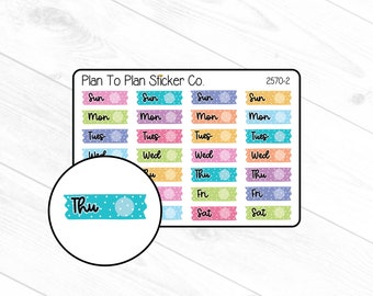 2570-2~~Days of the Week Washi Planner Stickers.