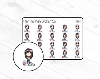 1568~~Mopping Girl Planner Stickers.