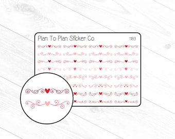 1183~~Heart Valentines Dividers/Borders Planner Stickers.