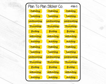 4166-5~~Days of the Week (Yellow) Planner Stickers.