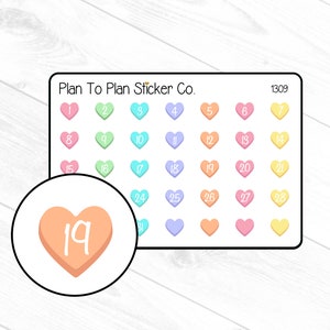 1309~~Conversation Heart Date Covers Planner Stickers.