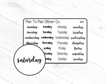 1694~~Days of the Week Script Planner Stickers.
