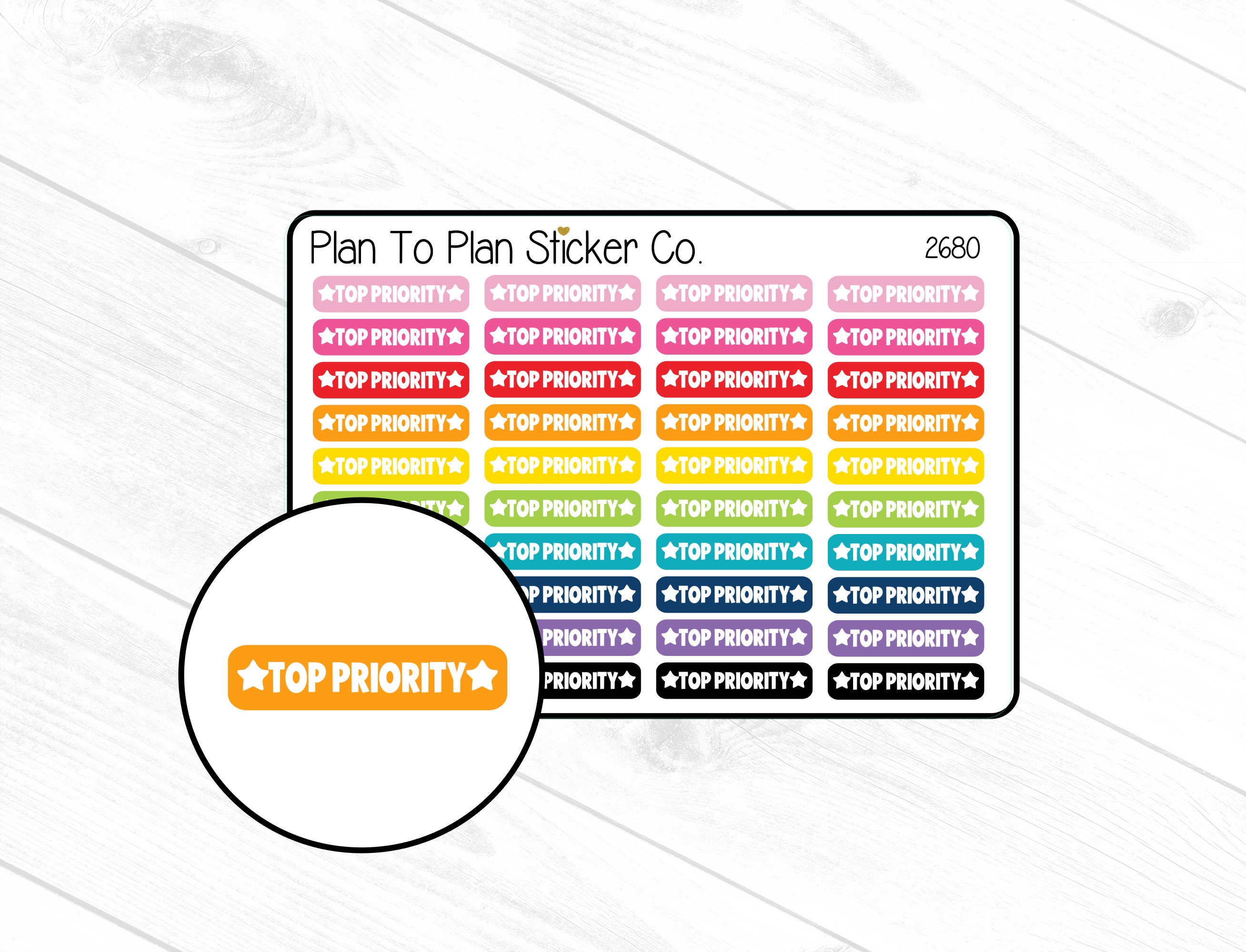 2680~~top Priority Planner Stickers. - Etsy