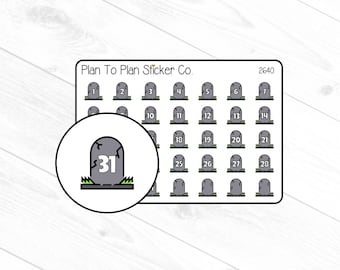 2640~~Headstone Date Covers Planner Stickers.