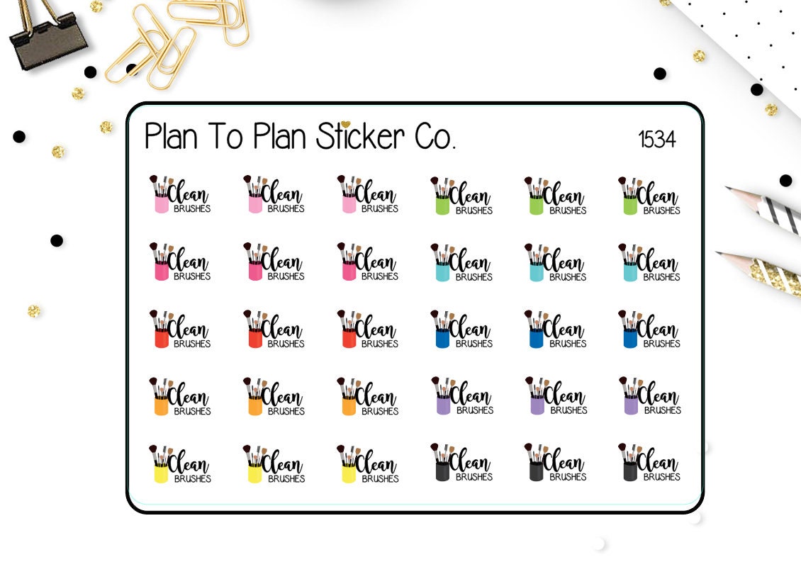 1534Clean Brushes Planner Stickers. | Etsy