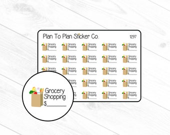 1297~~Grocery Shopping Tracker Planner Stickers.