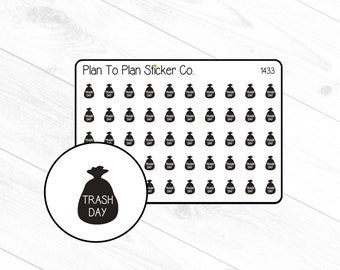 1433~~Trash Day Reminder Planner Stickers.