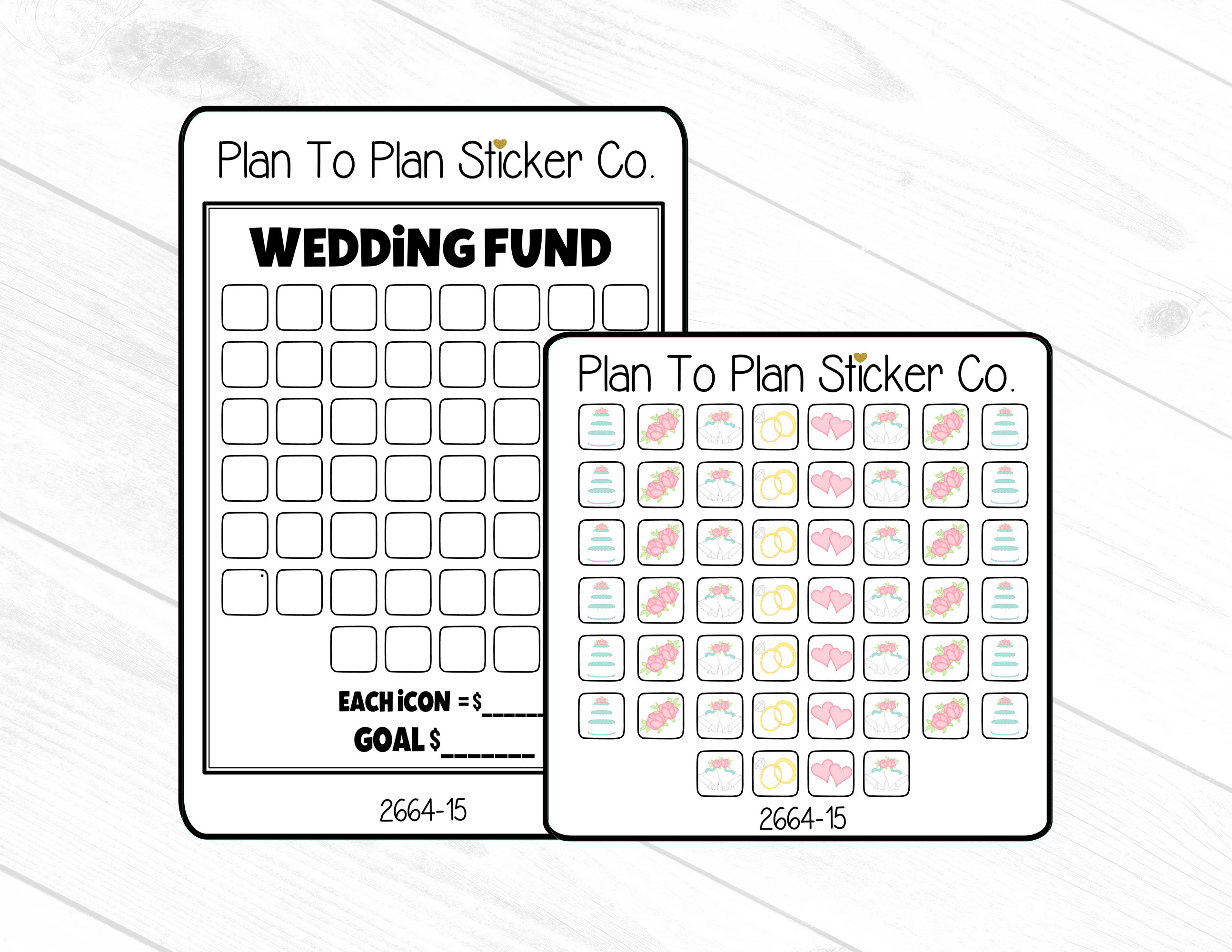 2664-15~~Wedding Fund Savings Plan Planner Stickers.