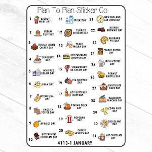 4113--1~~January Wacky Food Holidays Planner Stickers.