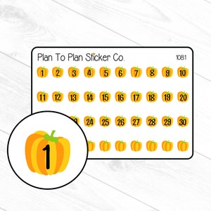 1081~~Pumpkin Harvest Fall Date Cover Planner Stickers.