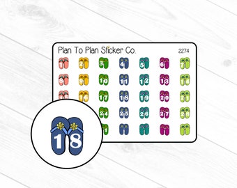 2274~~Flip Flop Date Cover Planner Stickers.