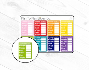 1077~~Body Measurement Weight Trackers Planner Stickers.