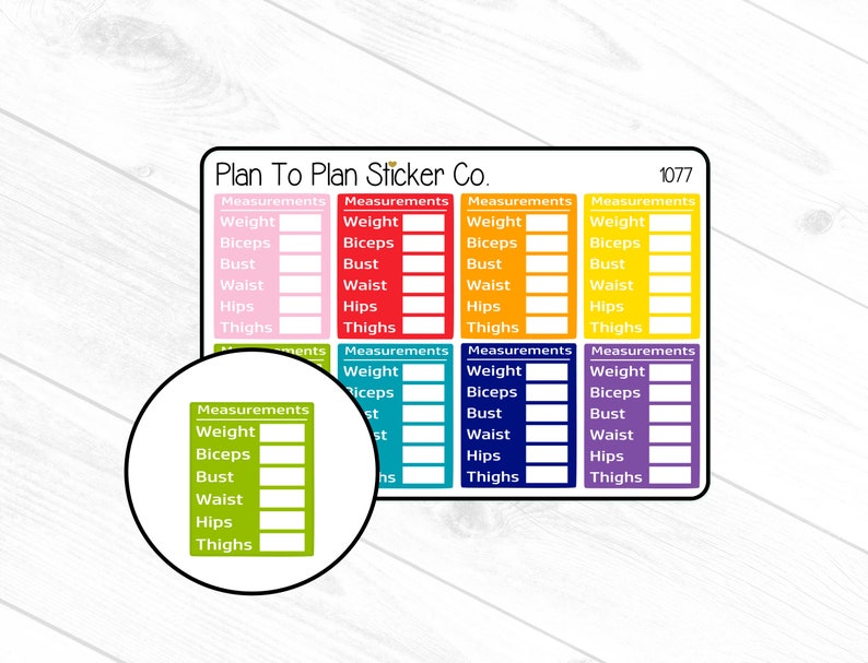 1077Body Measurement Weight Trackers Planner Stickers. image 1