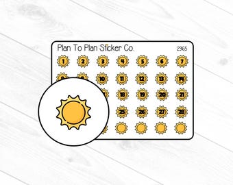 2965~~Sun Date Cover Planner Stickers.
