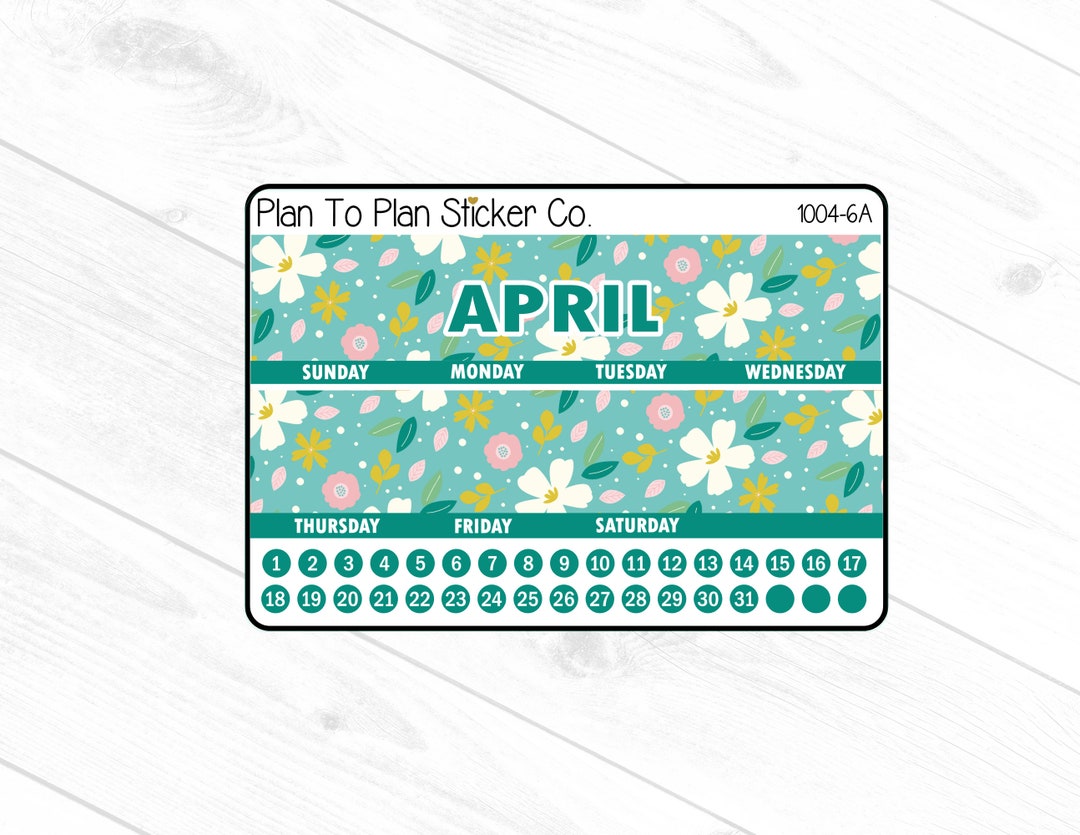 1004-6~~april Monthly View Kit Planner Stickers. (7X9 or 8.5X11) - Etsy