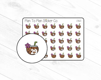 2363~~Coconut Date Covers Planner Stickers.