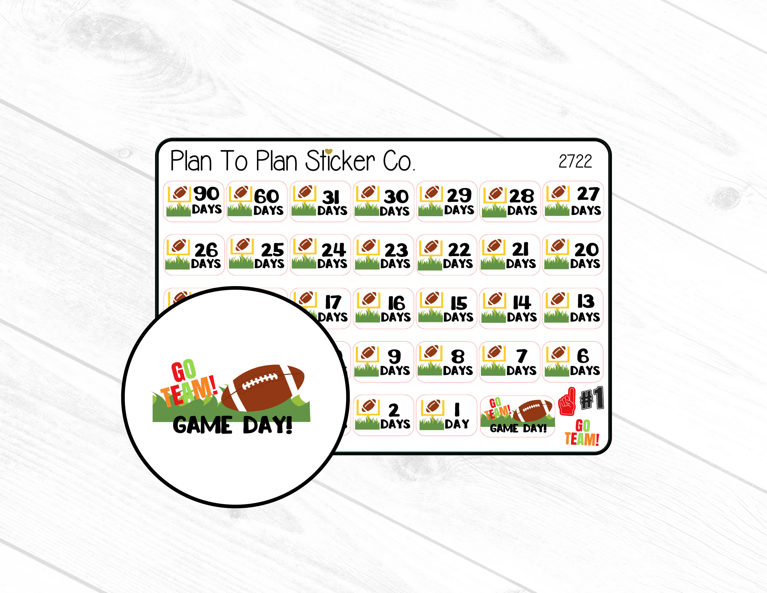2722~~football Countdown Planner Stickers. - Etsy