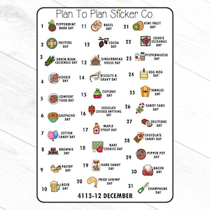 4113-12~~December Wacky Food Holidays Planner Stickers.