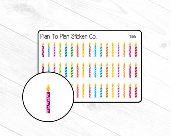 1565~~Birthday Candles Planner Stickers.