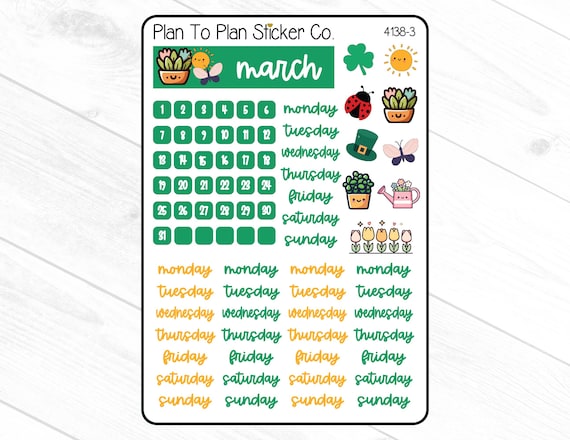4138-3~~March Journal Planner Stickers.