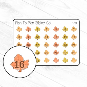 1794~~Fall Leaves Date Cover Planner Stickers.