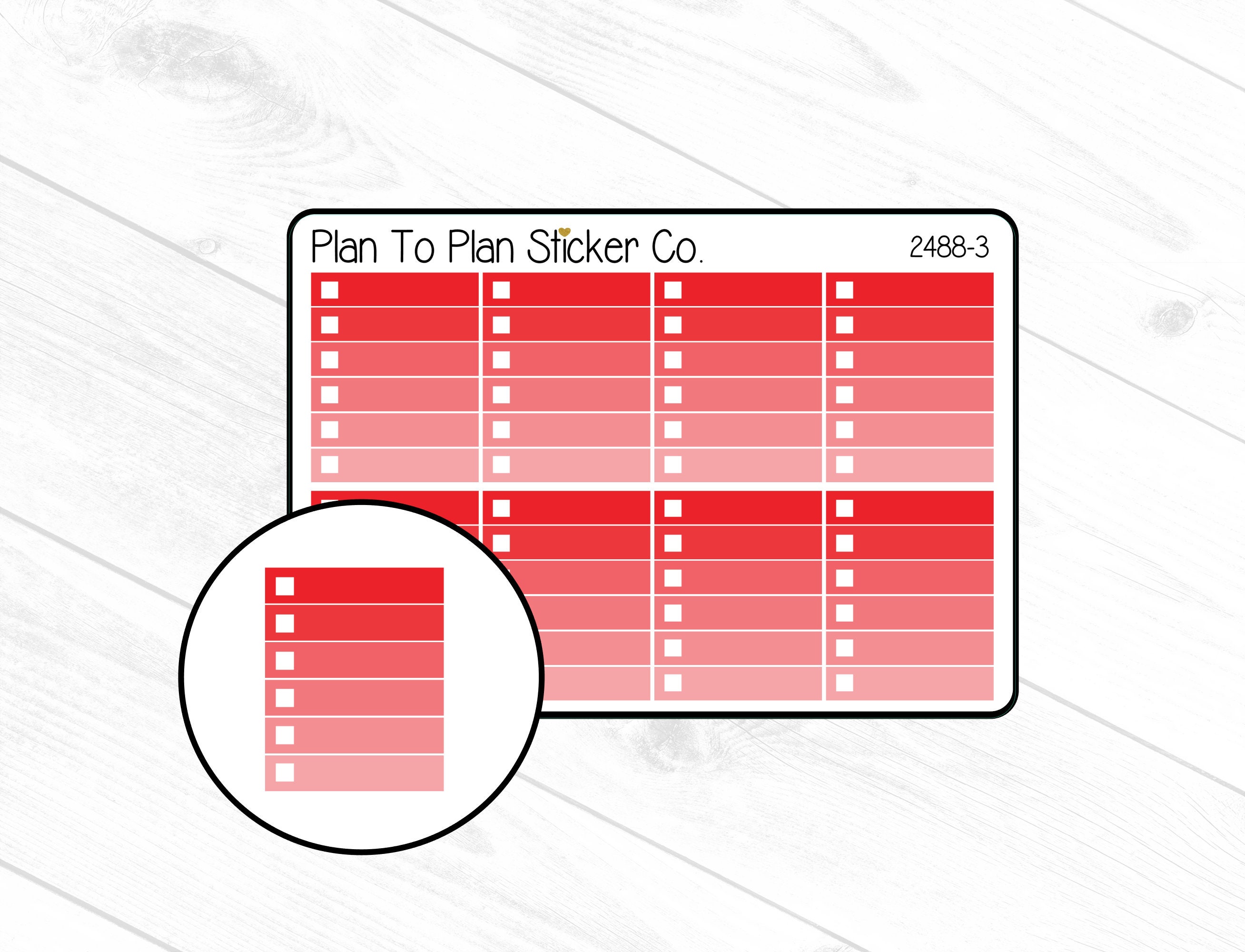 2488-3~~Red Ombre Full Box  Planner Stickers.