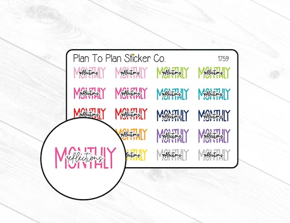 1759~~Monthly Reflection Planner Stickers.
