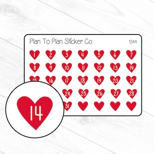 1344~~ Valentines Heart Date Covers Planner Stickers.
