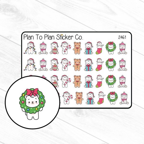 2461~~Christmas Bears Planner Stickers.