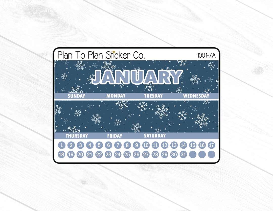 1001-7c~~january 8.5X11 Monthly View Planner Stickers. - Etsy