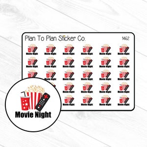 1462~~Movie Night Planner Stickers.